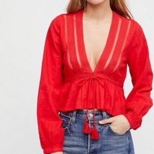 Free people oberoi deep v blouse top XS